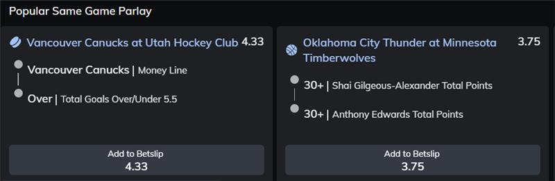 Featured Same Game Parlays